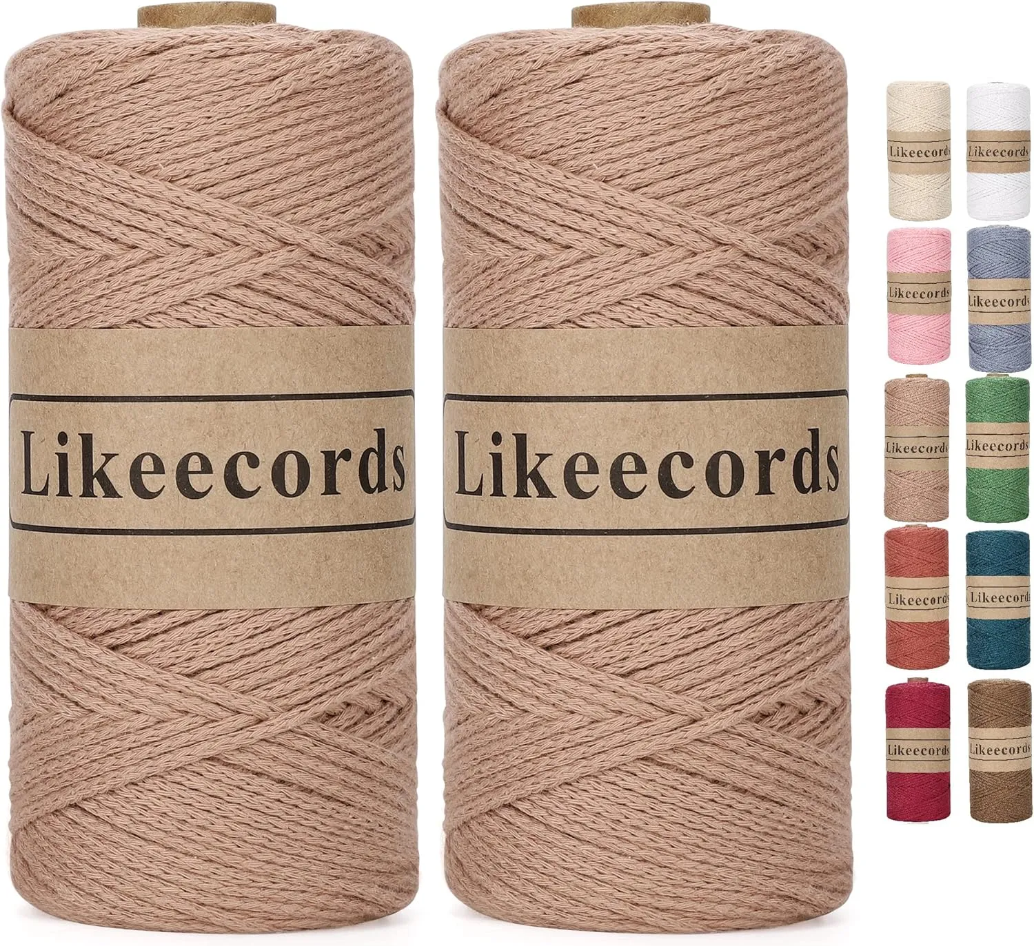 100% Cotton Cord Crochet Yarn Bag Cord 2mm 350Yards Braided Macrame Cord Macrame Rope Crochet Thread Gift for Knitter(Coffee)
