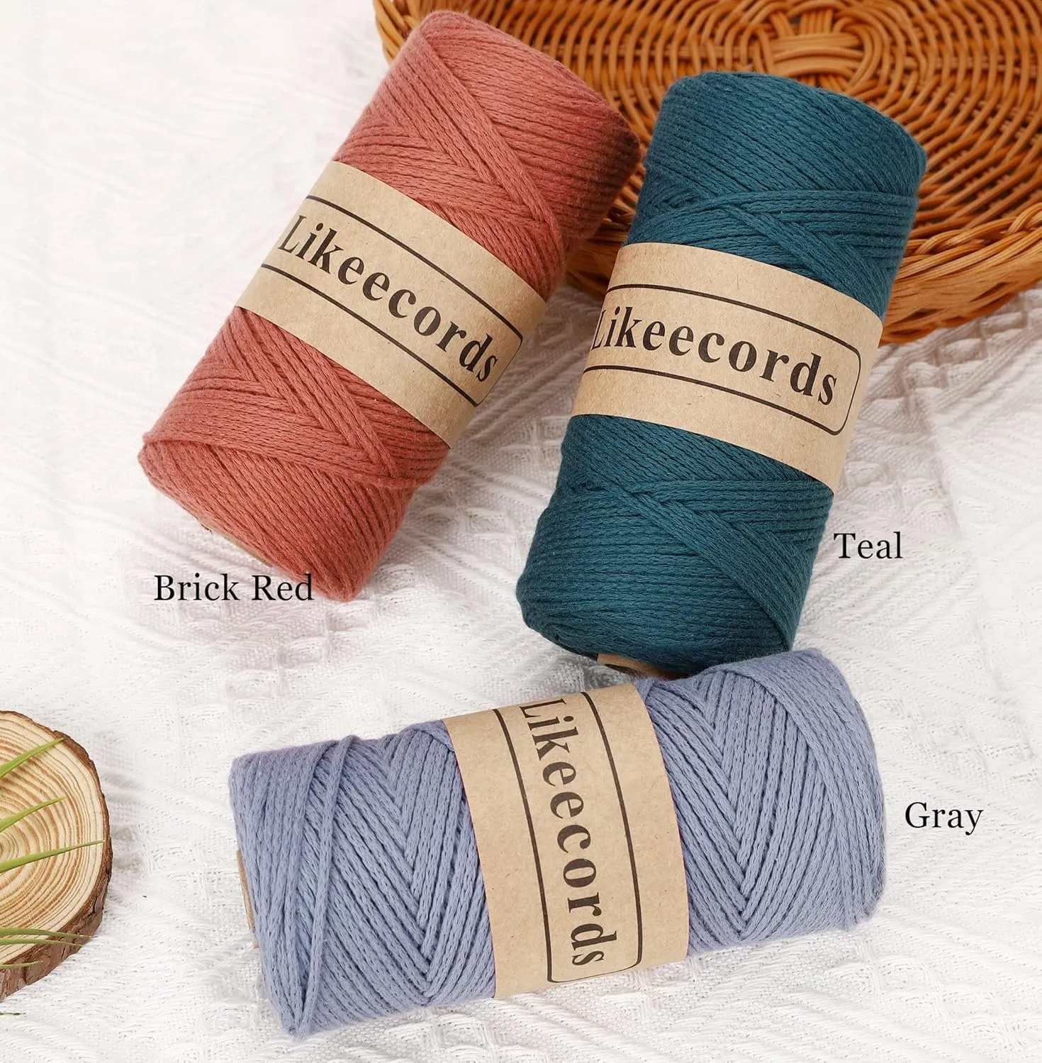 100% Cotton Cord Crochet Yarn Bag Cord 2mm 350Yards Braided Macrame Cord Macrame Rope Crochet Thread Gift for Knitter(Coffee)