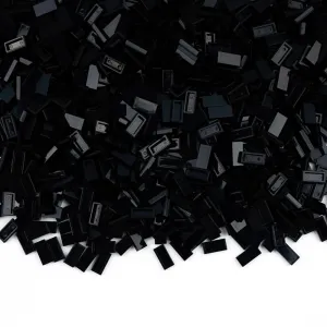 1000 Pieces Tiles 1x2 Flat Bricks - Classic Basic Building Blocks Parts Kit,Smooth Plate MOC Accessories Bulk Lots Black