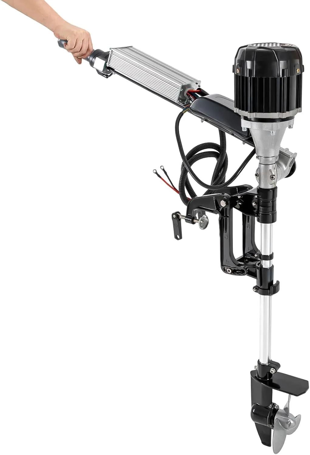 1000W 5HP Electric Outboard Motor, 48V Gas Powered Boat Motor Engine Multi Gear Cruise Control, Outdoor Parade Streamlined Three Blade Propeller Board Motor Heavy Duty Boat Engine 4800rpm