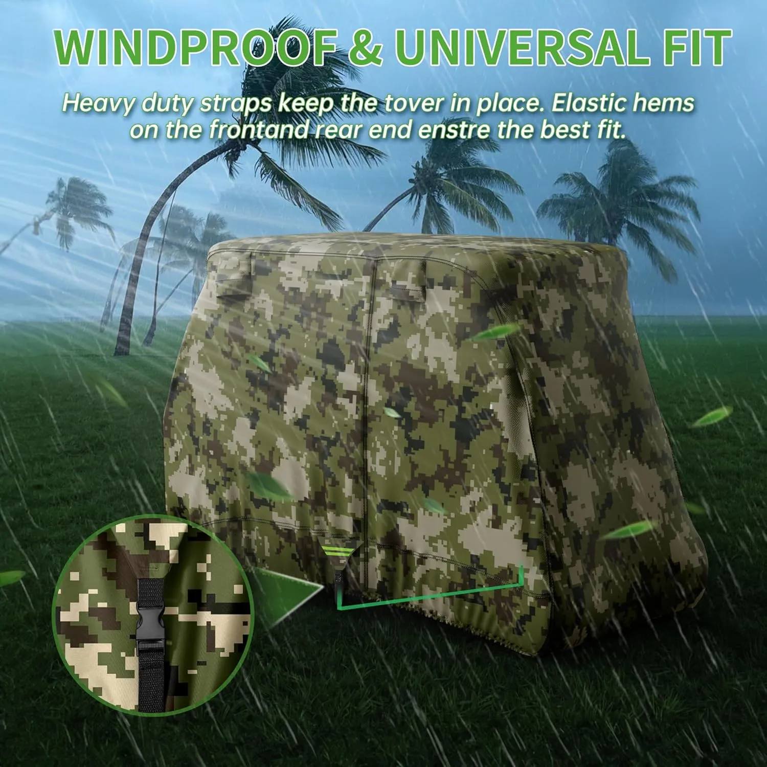 10L0L 2/4/4 2 Passenger Golf Cart Cover Upgrade Extended Roof, 600D Waterproof Snowproof Windproof Sunproof Durable Full Golf Cart Covers for Yamaha,EZGO,Club Car and Other