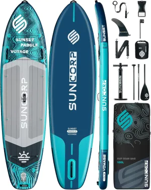 11.6'x35'' Inflatable Paddle Board, Extra Wide Stand-up Paddleboards, 450lbs Capacity, Inflatable SUP, Dual-Action Pump, 100L Backpack, 9 Plus Kits for Family, Fishing, Yoga&All Skill Levels