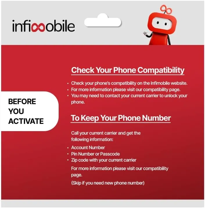 $12.6/Month | Infimobile Prepaid Unlimited Plan: 6 Months | 10GB High-Speed Data Per Month | Unlimited Data Talk & Text | Prepaid Plan Service SIM Card | Nationwide Coverage | 4G, 5G Network