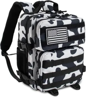 12L Mini Tactical Military Backpack for Women Army Assault Pack Bag Small Rucksack with Bottle Holder Work Gym Bag - 12L Cow Print Backpack Mini Small Workout Pack