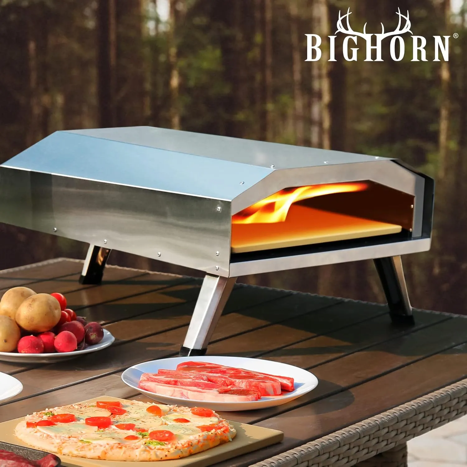12" Gas Pizza Oven, Stainless Steel Outdoor Pizza Oven, Sliver