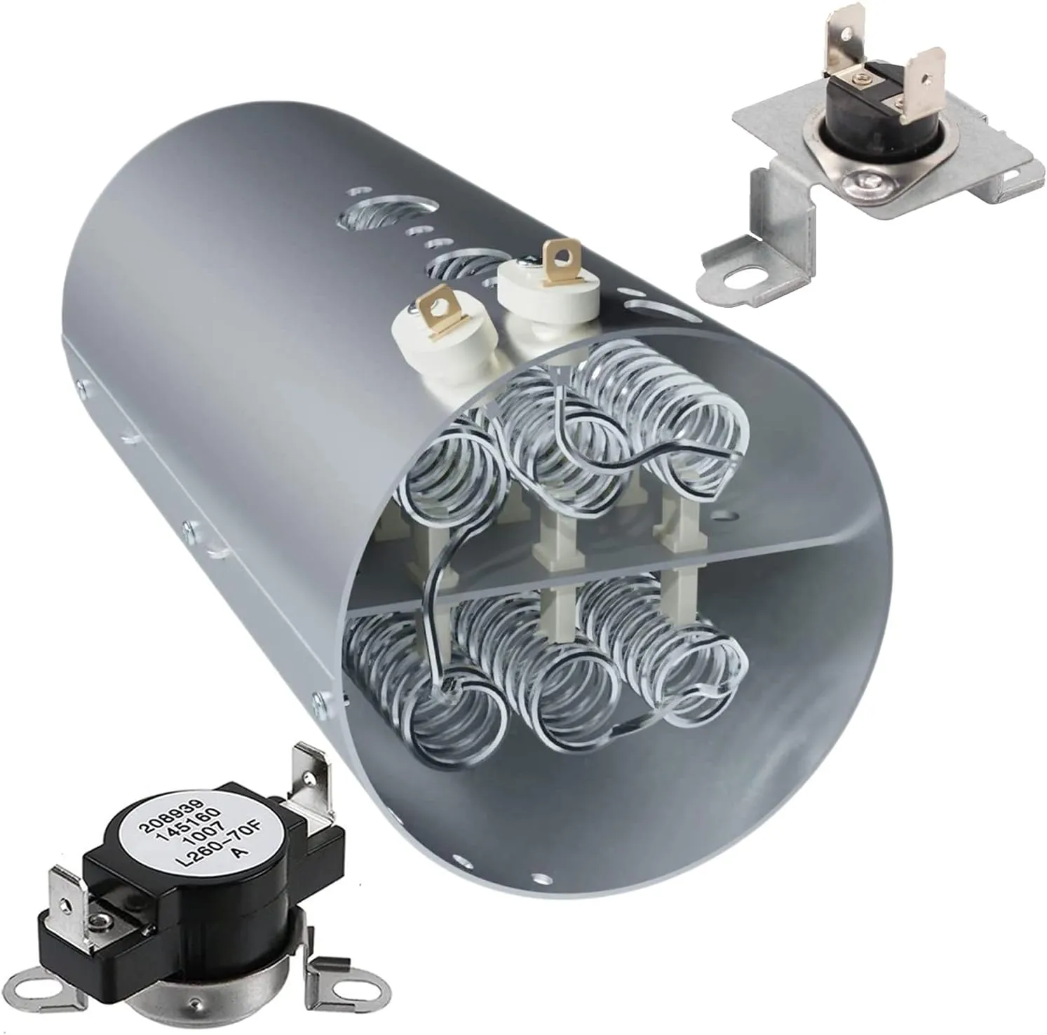 137114000 Dryer Heating Element Assembly With 137032600 137060800 Thermal Fuse 3204267 508516 High Limit Thermostat Replacement Kit, Compatible with Frigidaire, Electrolux, Crosley, Kenmore Dryer