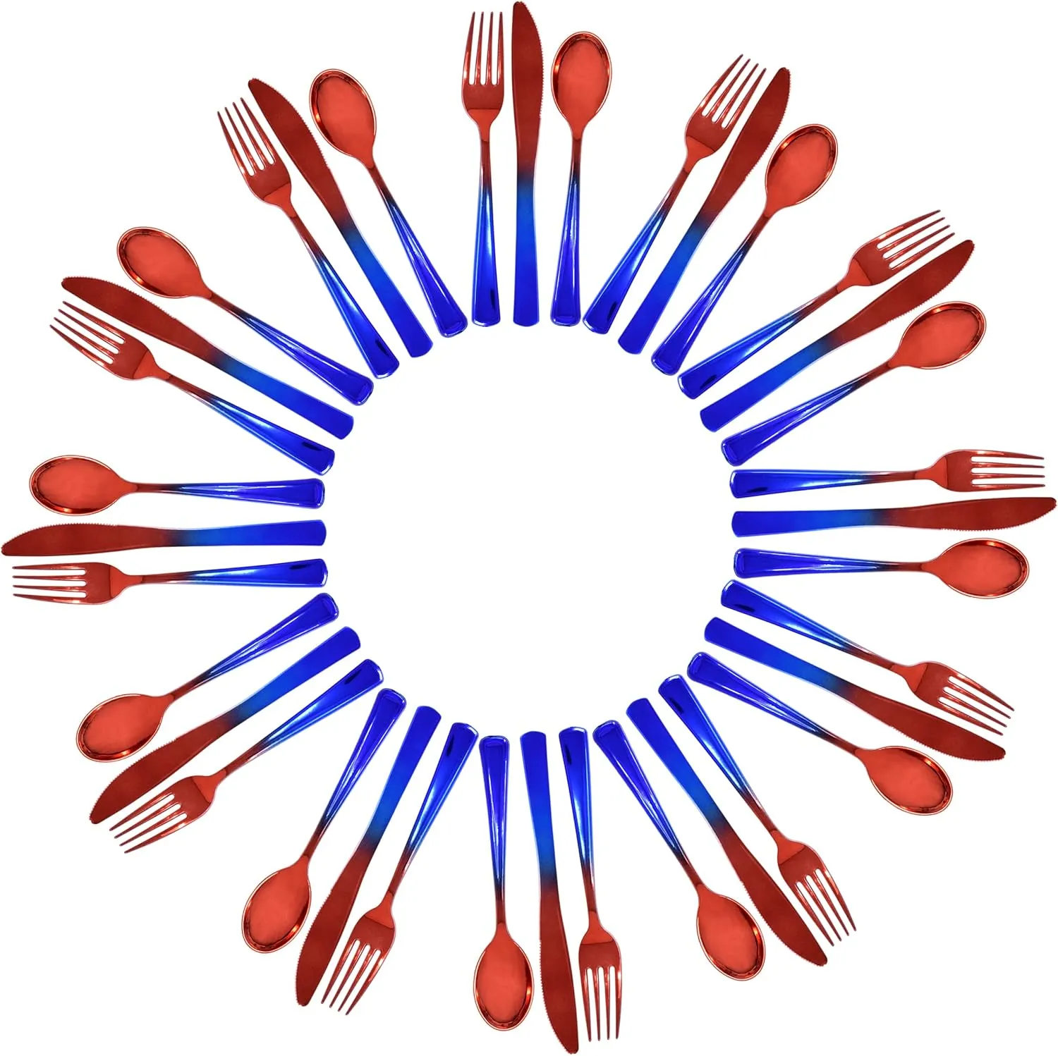 144 Count Bulk Fourth of July Red and Blue Plastic Cutlery Silverware 48 Spoons 48 Forks 48 Knives Patriotic Rainbow Utensils Party Supplies Disposable Heavyweight Flatware & Picnic Dinnerware