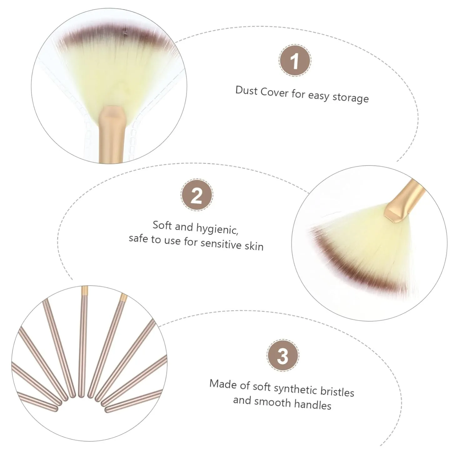 18pcs Fan Shaped Makeup Brush Soft Highlight and Contouring Brushes for Precision Application for Daily and Easy to Clean Manmade Fibers Color