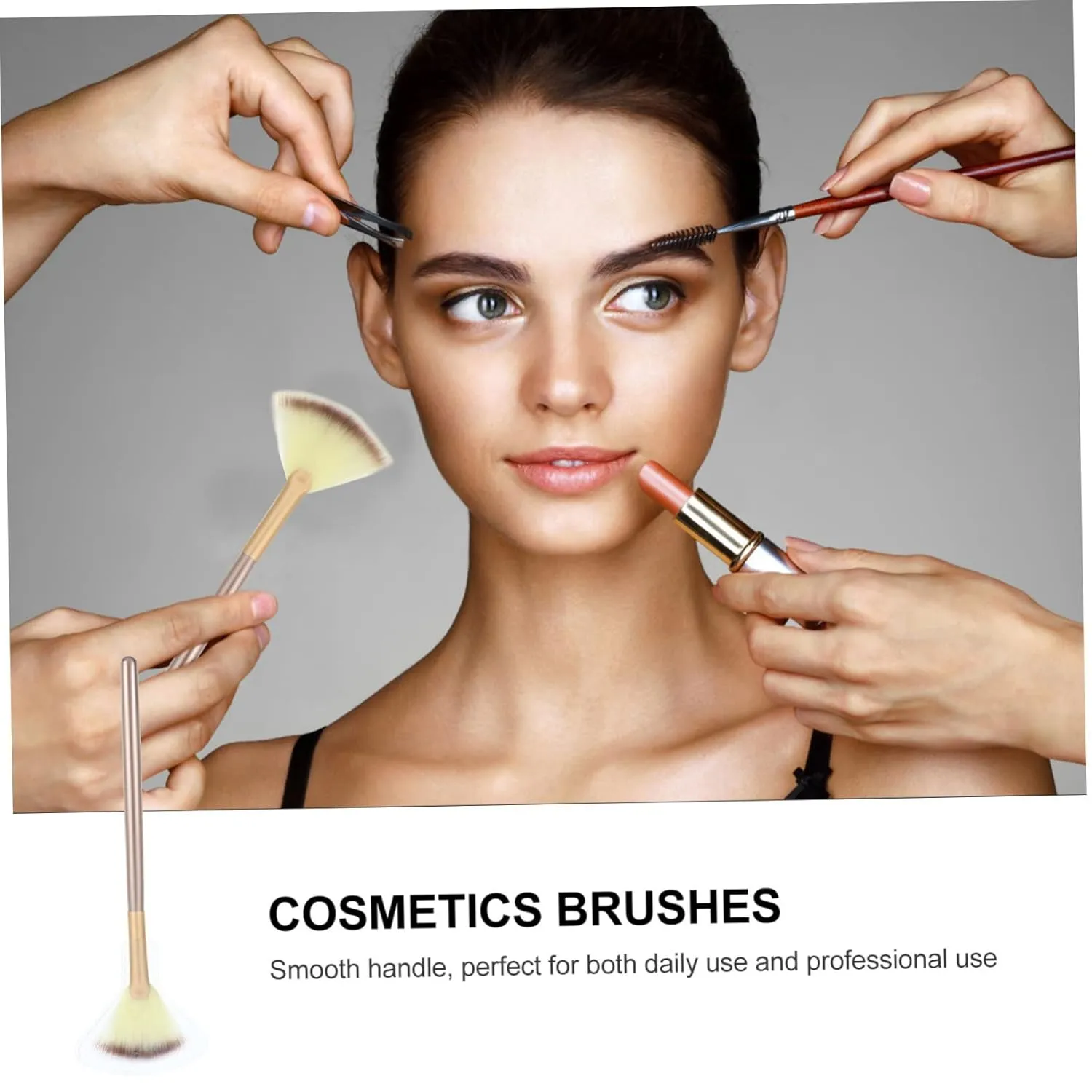 18pcs Fan Shaped Makeup Brush Soft Highlight and Contouring Brushes for Precision Application for Daily and Easy to Clean Manmade Fibers Color