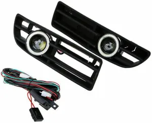 1Pair Fog Lights Angel Eyes Lamp Front Bumper Grille Grill Cover With Wire Kit Compatible With Jetta Bora MK4 1999-2004