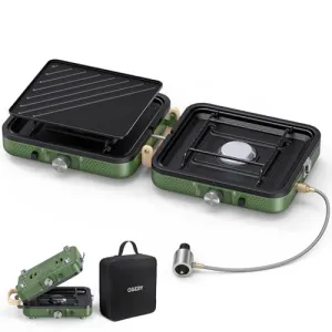 2-Burner Foldable Camping Stove w/ Griddle & Carrying Bag,Propane Camp Stove
