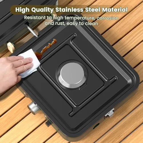 2-Burner Foldable Camping Stove w/ Griddle & Carrying Bag,Propane Camp Stove
