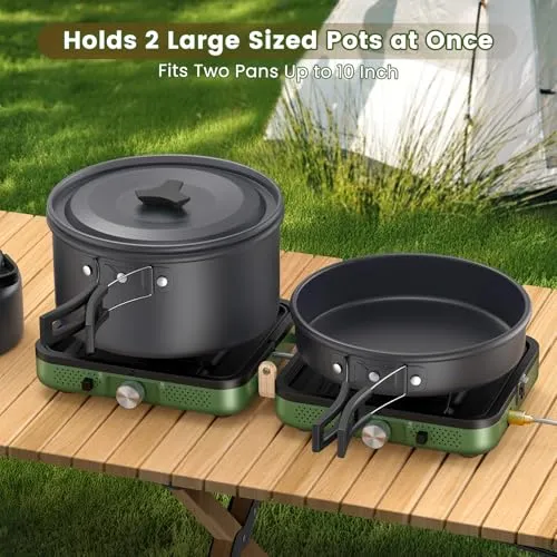 2-Burner Foldable Camping Stove w/ Griddle & Carrying Bag,Propane Camp Stove