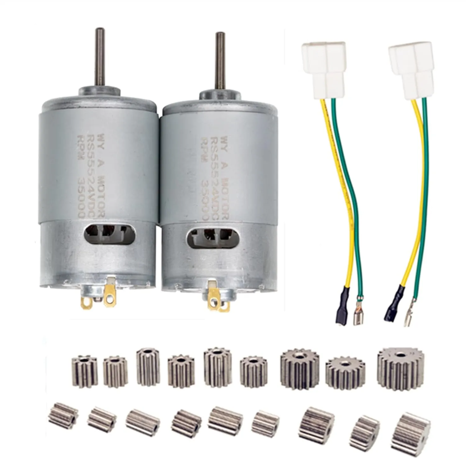 2 Pcs 24V RS555 35000RPM Electric Motor for Power Wheel Motor Upgrade,24 Volt Motor Gearbox Accessories for Children Ride On Toys Replacement Parts