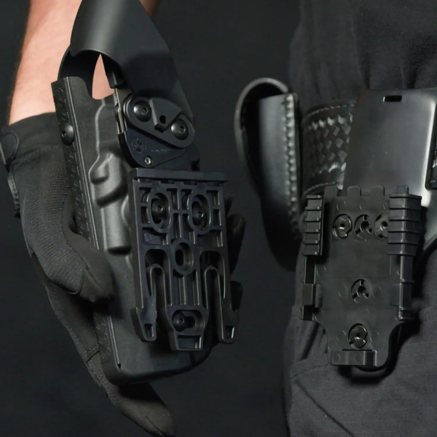 2 Pcs Qls Quick Locking System Kit with Locking Fork and Receiver Plate Tourniquet Holder Gun Holster Drop Flex Adapter and Mid-Ride Belt Loop with Leg Platform Shroud Attachment