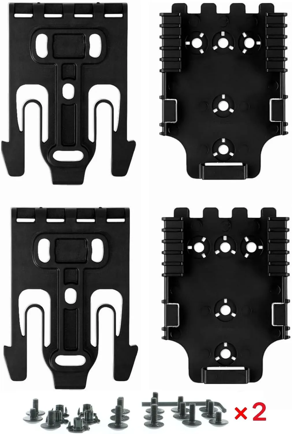 2 Pcs Qls Quick Locking System Kit with Locking Fork and Receiver Plate Tourniquet Holder Gun Holster Drop Flex Adapter and Mid-Ride Belt Loop with Leg Platform Shroud Attachment