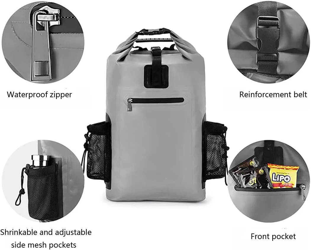 20L,40L,50L,Waterproof Gym Bag,Travel Pack Bag For Kayaking,Beach,Surfing,Rafting,Fishing,Camping Overnight., Small, Black