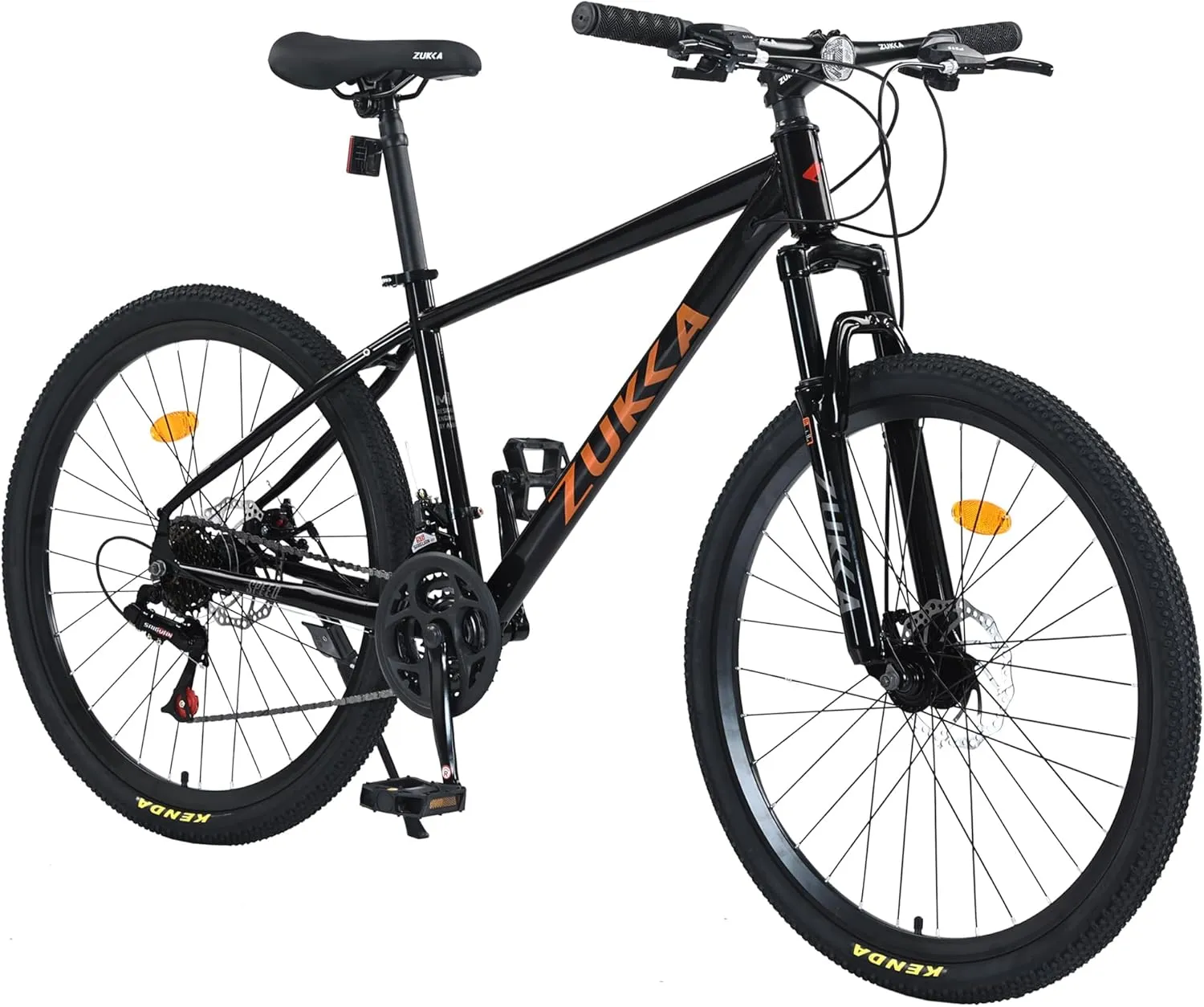 26 Inch Mountain Bike- 24-Speed All-Terrain Bicycle with Suspension Fork, Double Disc Brake and Kenda Tires, Durable Steel Frame Mountain Bikes for Trail Road Riding