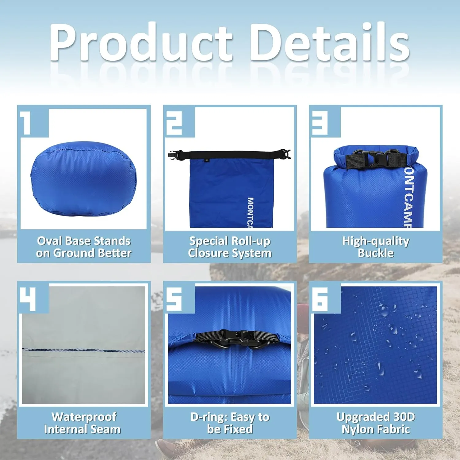 3-pack 30D Nylon Waterproof Dry Bag-Portable Waterproof Storage Sack for Kayaking, Hiking and Rafting-Roll Top Closure-Float on Water(5L/10L/20L,Turquoise blue)