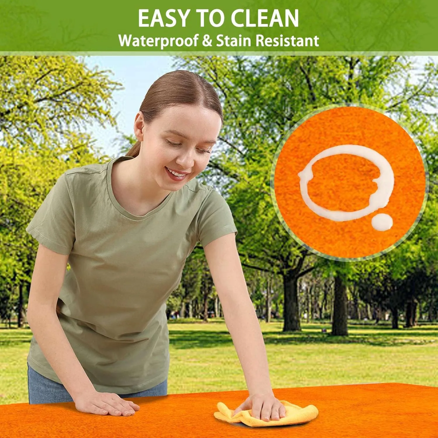 3 Pcs Picnic Table Cover Bench Covers, Orange Brush 6 ft Rectangle Elastic Edge Reusable Waterproof Table Cloth, 72x30 inches Fitted Tablecloth Camping Essentials RV Gear