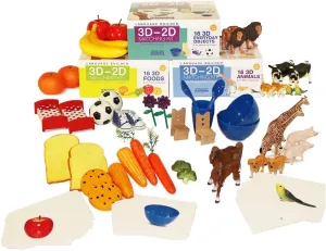 3D-2D Matching Kit - Language Builder Flashcards with Realistic Toy Figures & Photo Cards for Autism Learning & ABA Therapy
