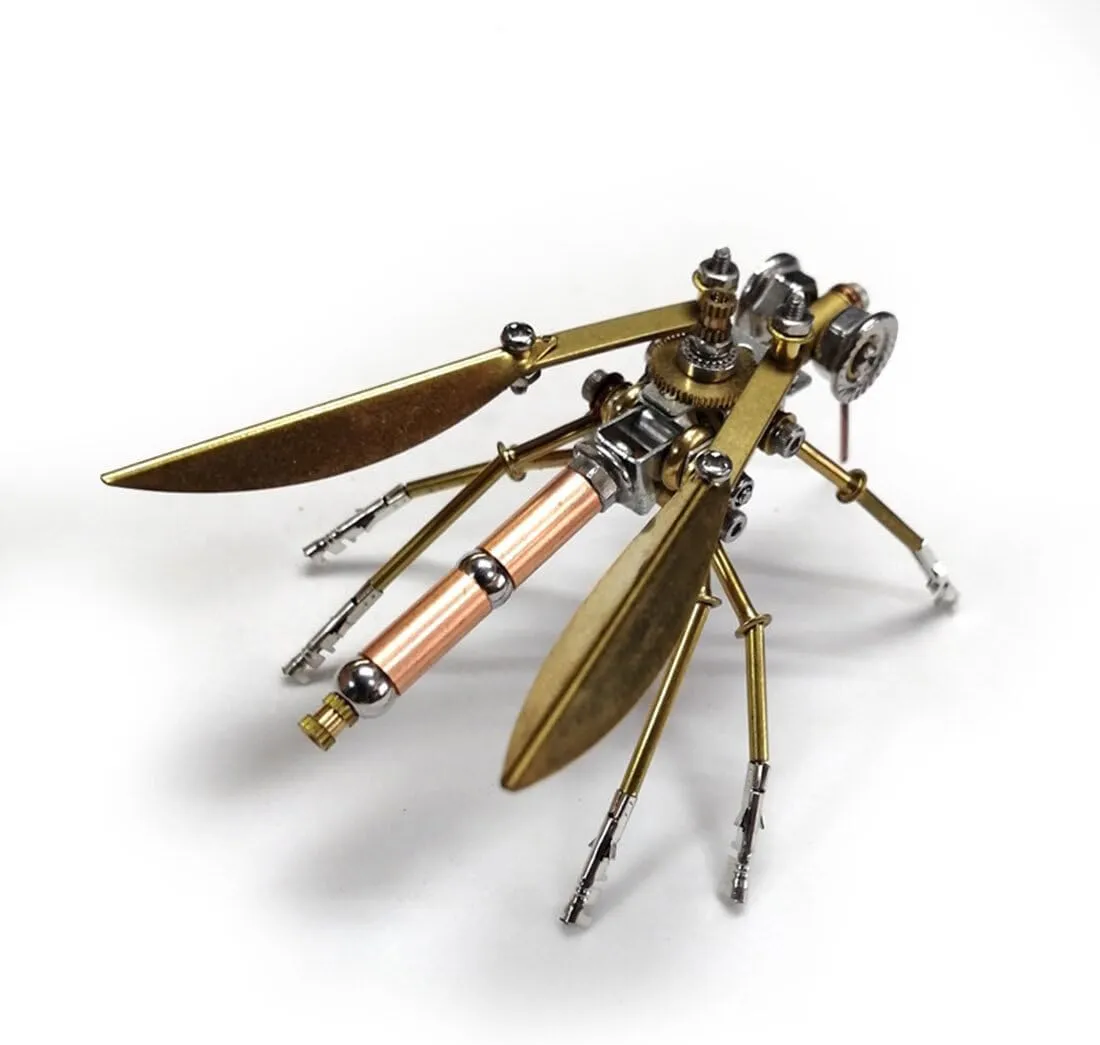 3D Metal Puzzle Model Kits, DIY Assemble Steampunk Mechanical Mosquito Model, Desktop Decor & Gift for Adults & Teens (100PCS)