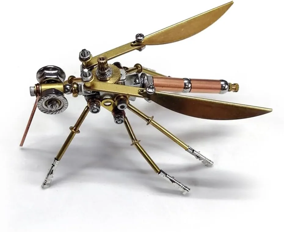 3D Metal Puzzle Model Kits, DIY Assemble Steampunk Mechanical Mosquito Model, Desktop Decor & Gift for Adults & Teens (100PCS)