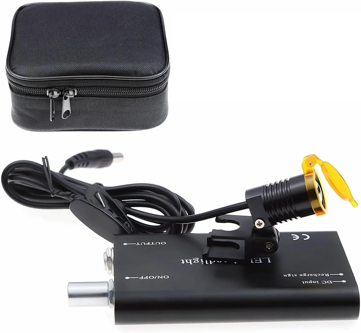 3W Portable Metal Headlight Insert Clip Headlamp with Filter for Binocular Loupe Premium Bag (Black), RA-005HST
