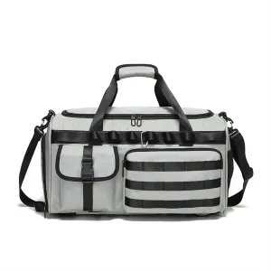 40L Military Tactical Duffle Bag For Men Sport Gym Fitness Tote Travel Training Workout Military Messenger Shoulder Bag Basketball Football Weekender (Grey)