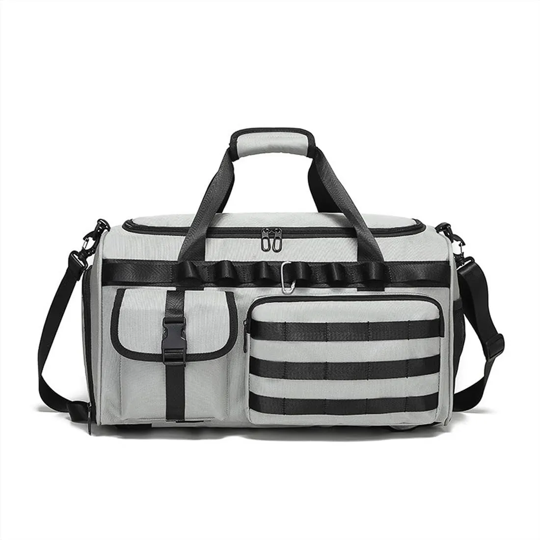 40L Military Tactical Duffle Bag For Men Sport Gym Fitness Tote Travel Training Workout Military Messenger Shoulder Bag Basketball Football Weekender (Grey)