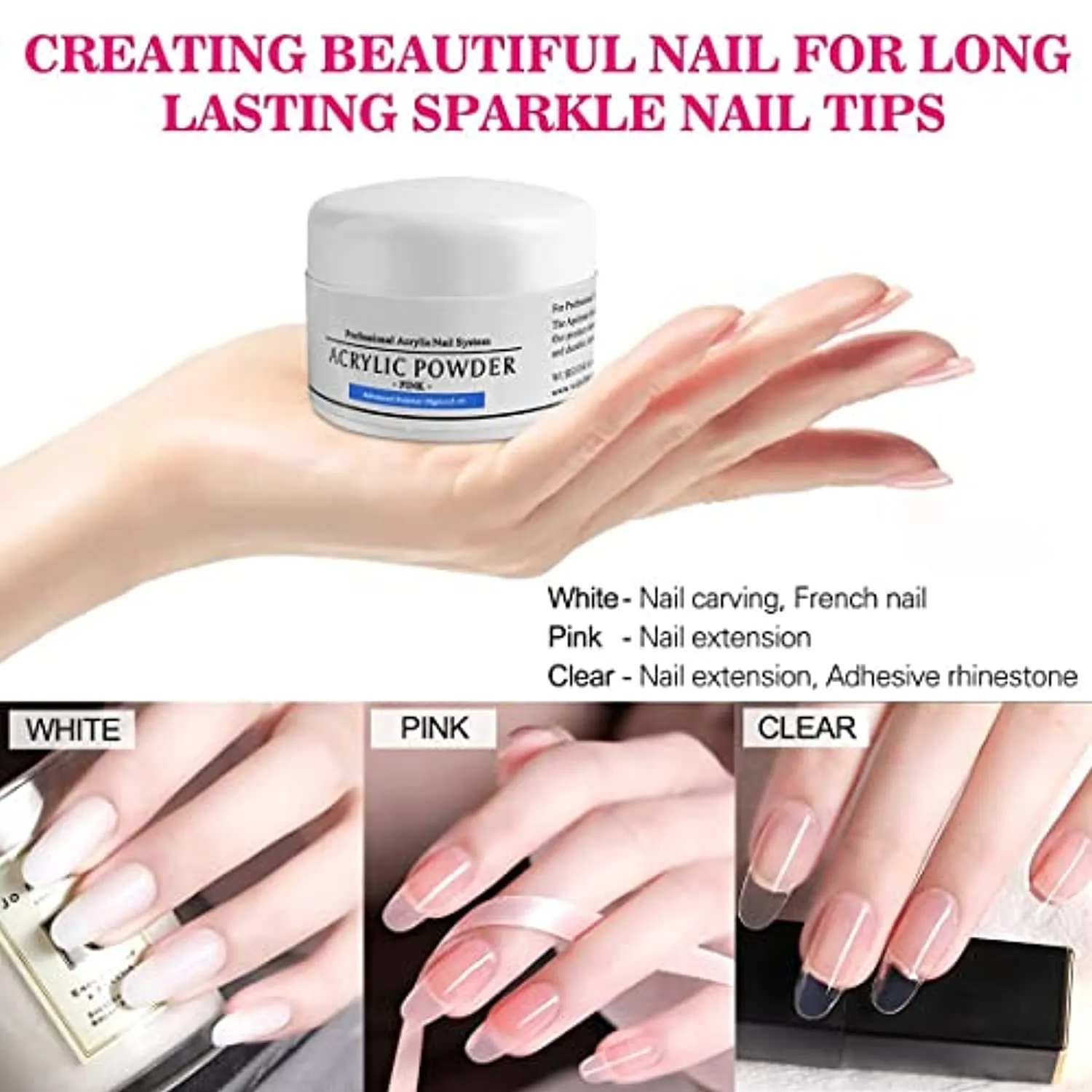 42 in 1 Acrylic Nail Kit, Acrylic Powder Liquid Monomer Set Acrylic Brush Glitter File French Tips Nail Art Decoration Tools Professional Manicure Set