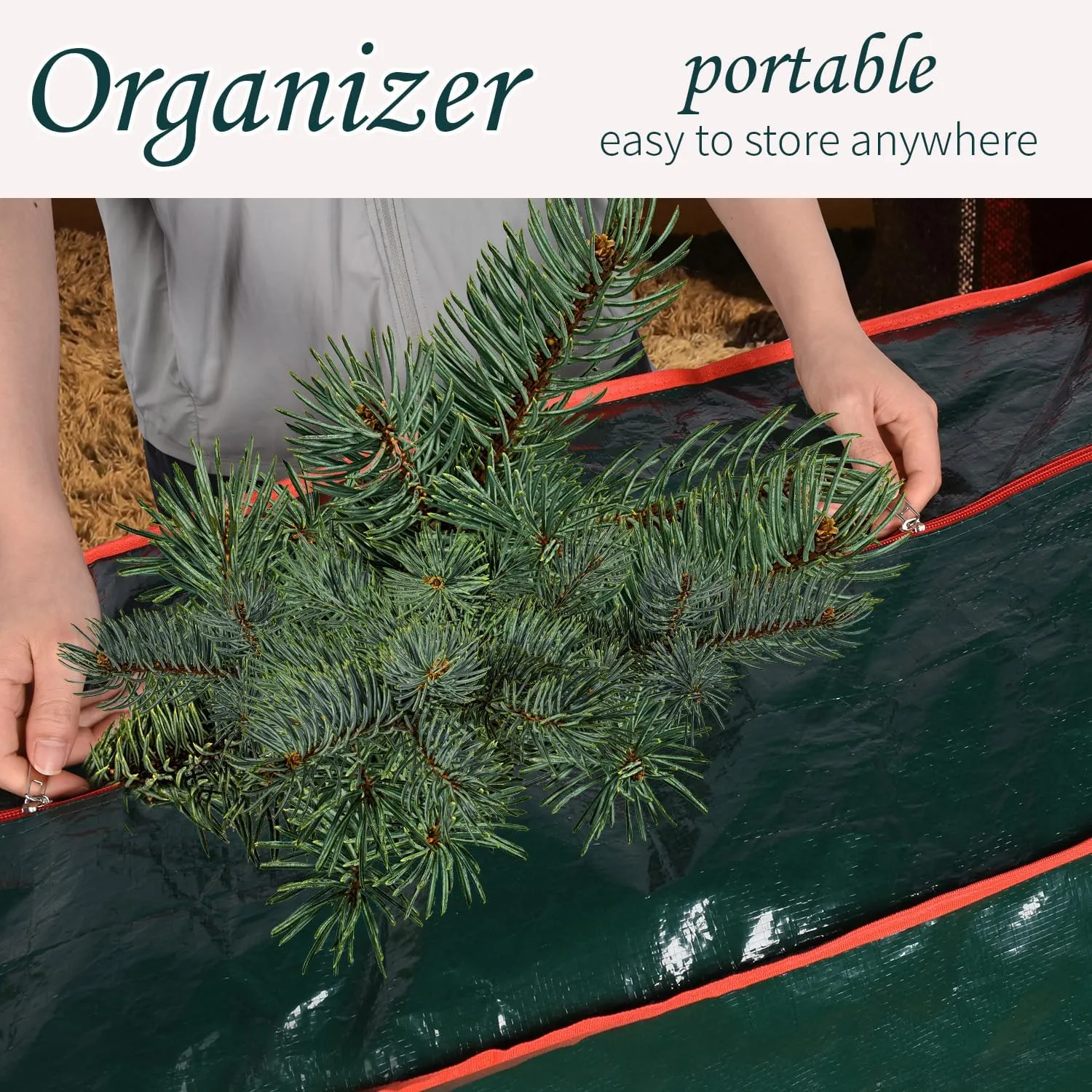 589L (9 ft) Christmas Tree Storage Bag, Reinforced Handles and Dual Zippers Wide Opening, Extra Large Storage Container for Trees and Decorations - Green 9ft