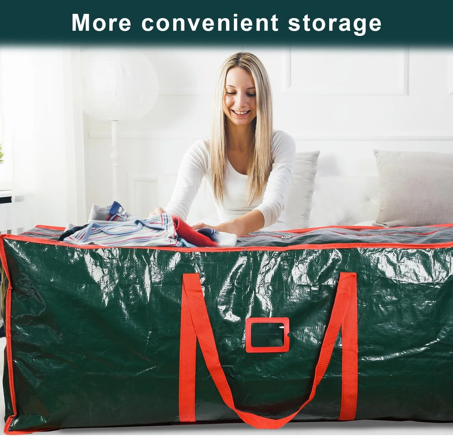 589L (9 ft) Christmas Tree Storage Bag, Reinforced Handles and Dual Zippers Wide Opening, Extra Large Storage Container for Trees and Decorations - Green 9ft