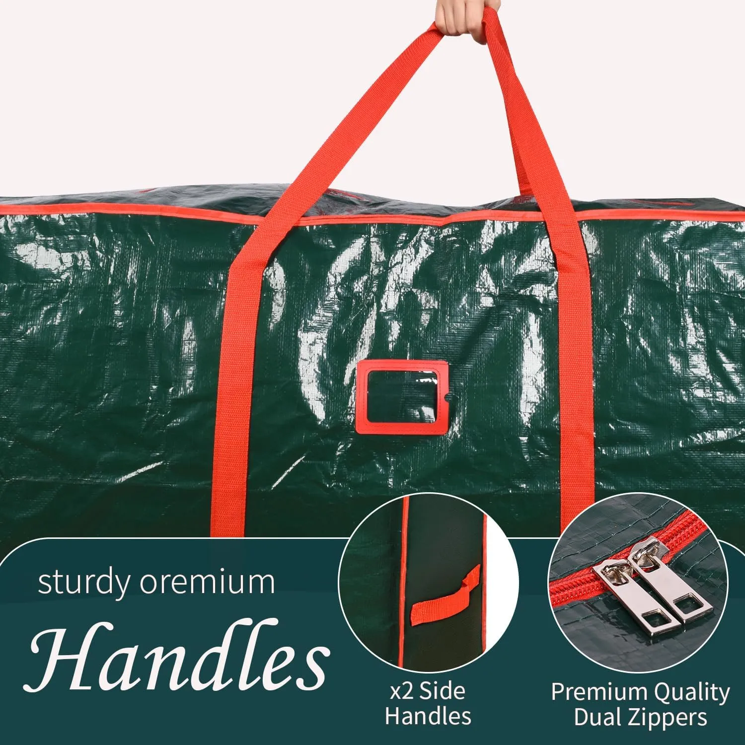 589L (9 ft) Christmas Tree Storage Bag, Reinforced Handles and Dual Zippers Wide Opening, Extra Large Storage Container for Trees and Decorations - Green 9ft