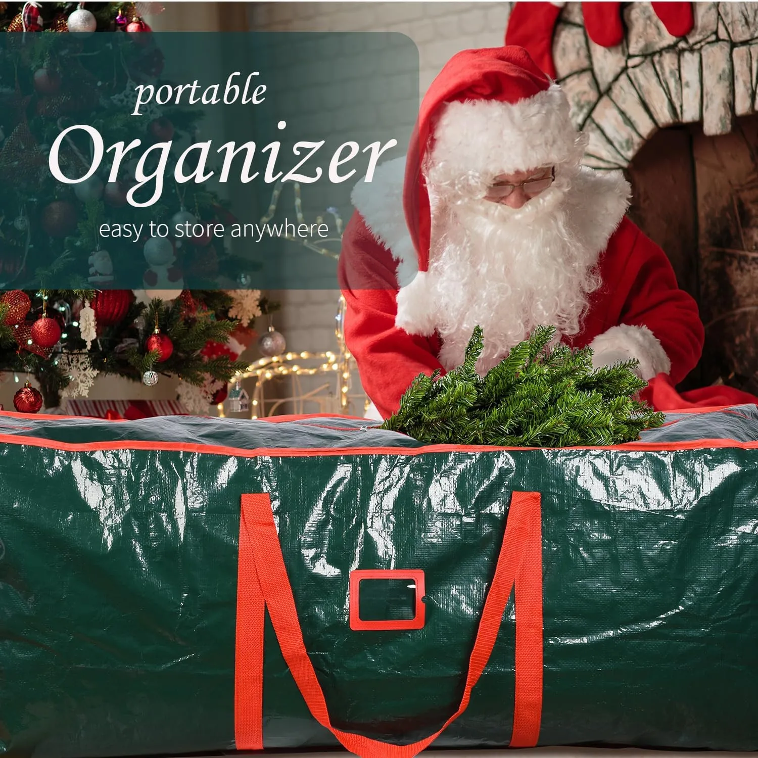 589L (9 ft) Christmas Tree Storage Bag, Reinforced Handles and Dual Zippers Wide Opening, Extra Large Storage Container for Trees and Decorations - Green 9ft