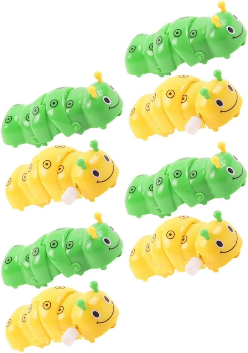 8pcs Wind-up Caterpillar Toys for Boys and Girls Educational Pop-up Clockwork Toys Tops Random