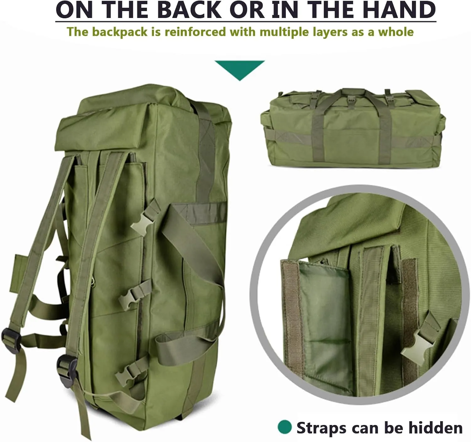 900D 75L Military Duffle Bag Large Zippered Duffel Bag Camping Bag Travel Storage Bag Deployment Cargo Bag Tent Storage Bag with Backpack Straps Sports Equipment Bag for Coaches & More Black