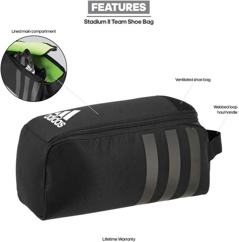 adidas Stadium 2 Team Shoe Bag, Black/White, One Size