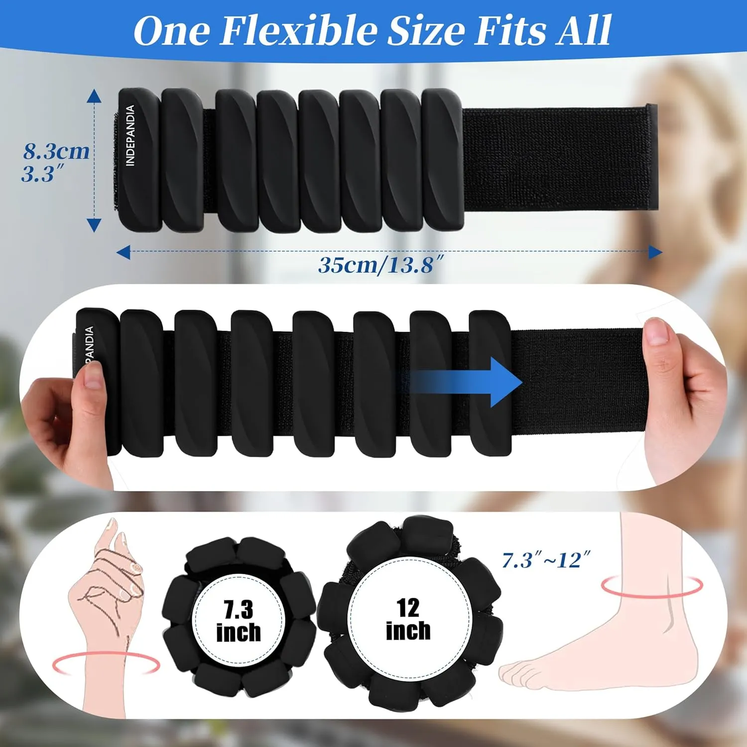 Adjustable Ankle Wrist Weights for Women Men, Set of 2 (1lb or 2lbs Each), Silicone Weighted Bangles for Arm, Leg, Hand, Ideal for Home Workouts, Yoga, Pilates, Running, Walking, Gym