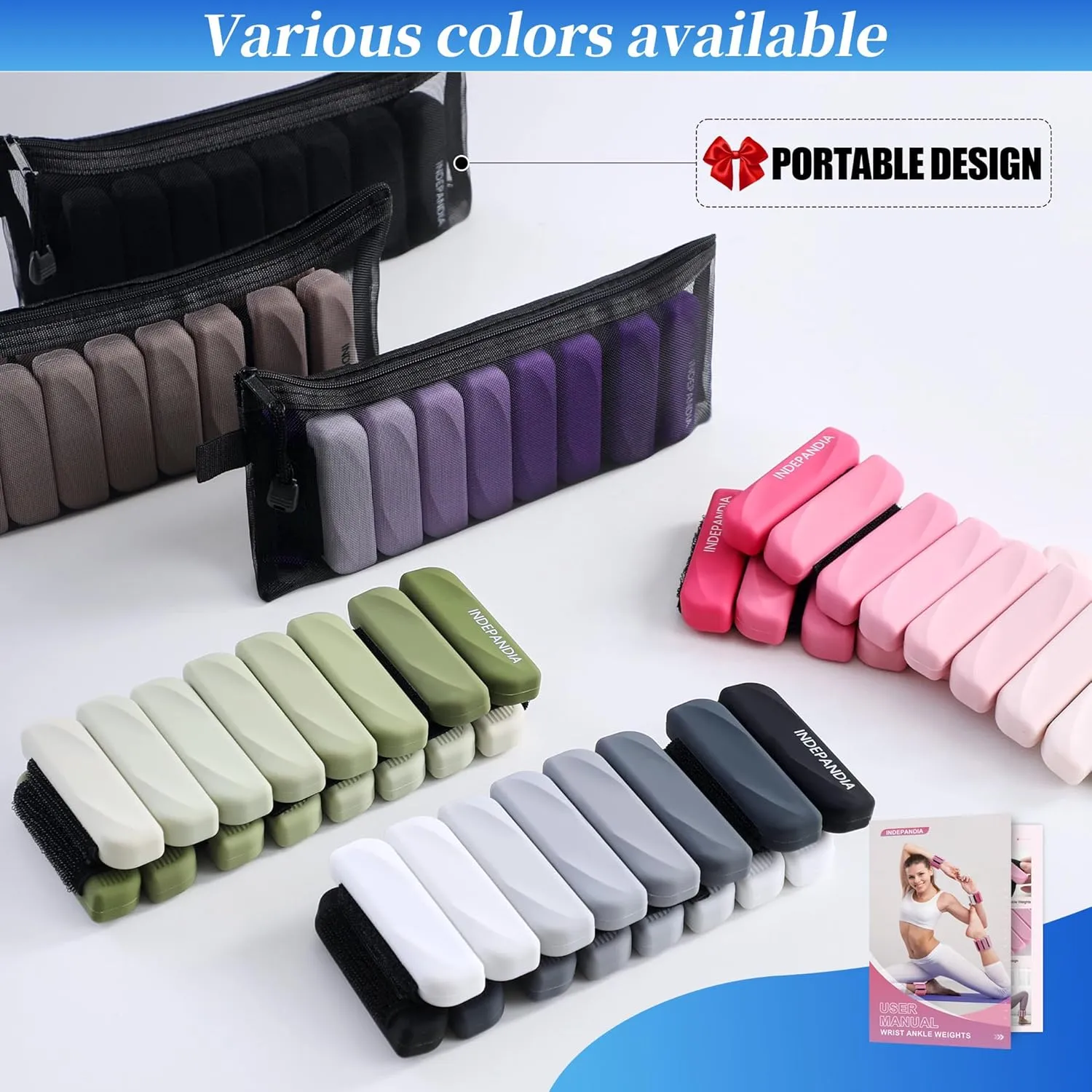Adjustable Ankle Wrist Weights for Women Men, Set of 2 (1lb or 2lbs Each), Silicone Weighted Bangles for Arm, Leg, Hand, Ideal for Home Workouts, Yoga, Pilates, Running, Walking, Gym