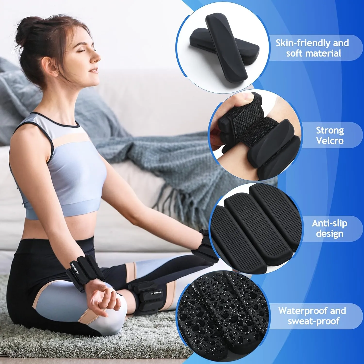 Adjustable Ankle Wrist Weights for Women Men, Set of 2 (1lb or 2lbs Each), Silicone Weighted Bangles for Arm, Leg, Hand, Ideal for Home Workouts, Yoga, Pilates, Running, Walking, Gym