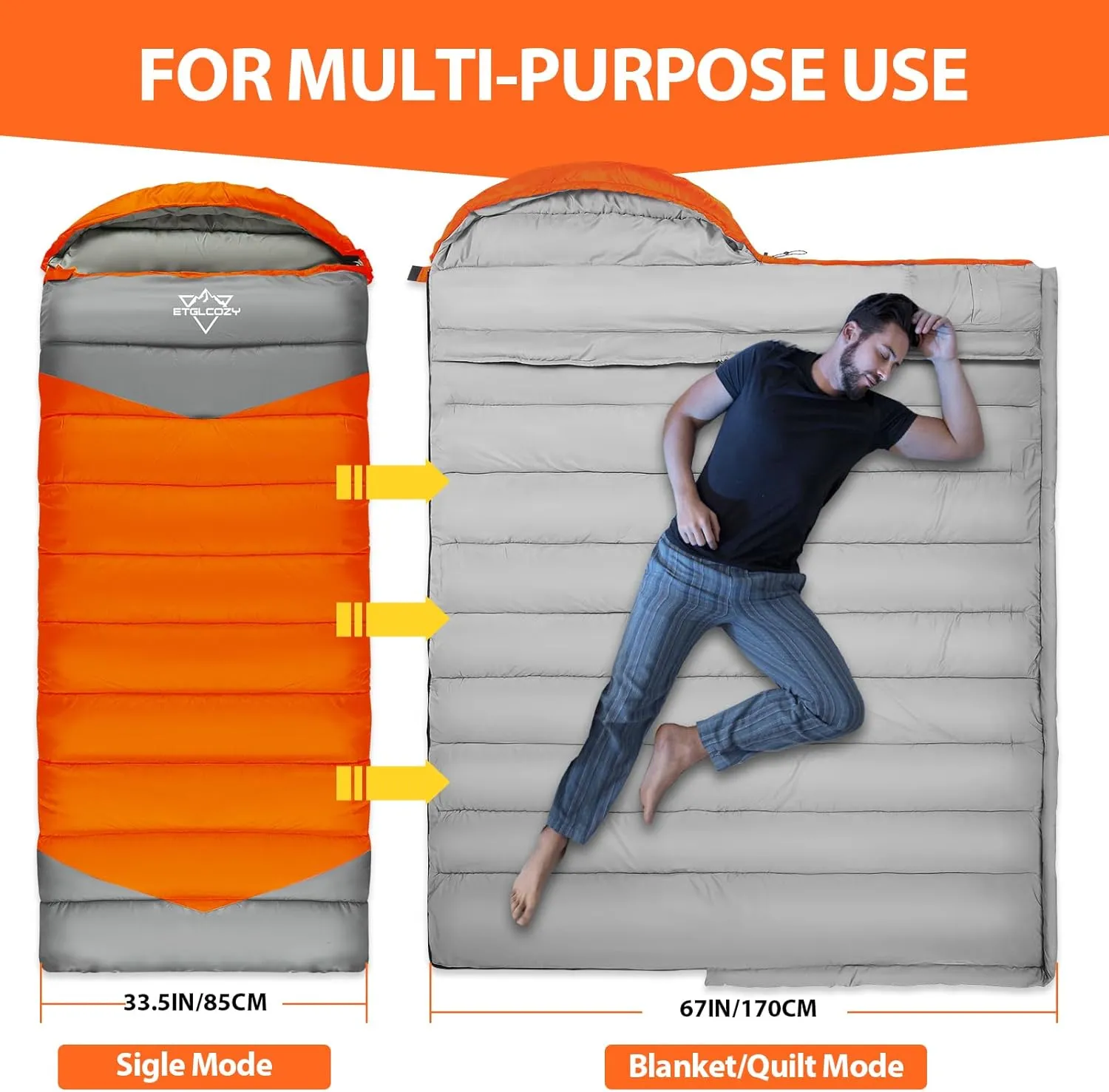 Adult Kids Sleeping Bag - All Season Warm/Cold Weather Lightweight for Camping & Hiking - Compact w/Compression Sack - Portable for Backpacking Travel Indoor - Unisex Boy Girl Man Woman