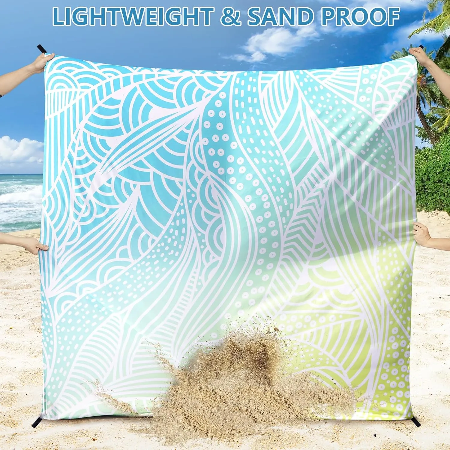 AISPARKY Beach Blanket Waterproof Sandproof Quick Drying Beach Mat Extra Large Outdoor Picnic Blanket for Travel Camping Hiking
