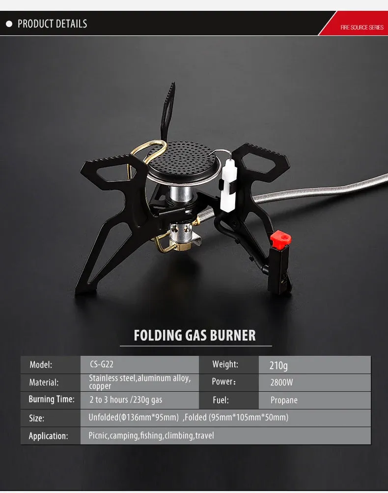 ALOCS CS-G22 Compact Portable Camping Mini Pocket Cooking Gas Stove Propane Burner for Outdoor Backpacking Hiking Camping Picnic