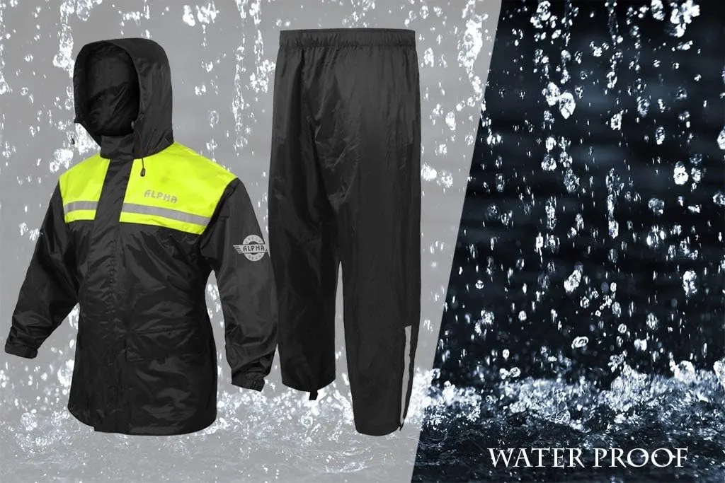 ALPHA CYCLE GEAR Rain Suit for Men & Women Jackets Pant Gear Reflective Rainsuit Waterproof (GREEN, 2X-LARGE)