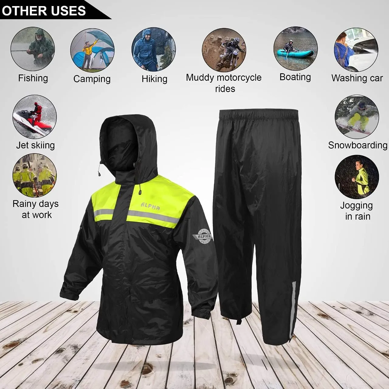 ALPHA CYCLE GEAR Rain Suit for Men & Women Jackets Pant Gear Reflective Rainsuit Waterproof (GREEN, 2X-LARGE)