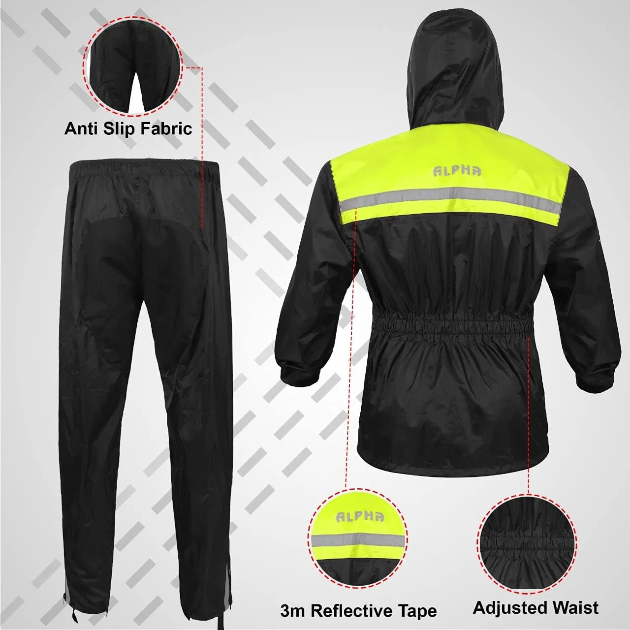 ALPHA CYCLE GEAR Rain Suit for Men & Women Jackets Pant Gear Reflective Rainsuit Waterproof (GREEN, 2X-LARGE)