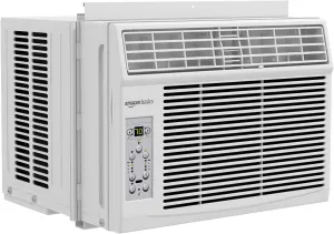 Amazon Basics 6000 BTU Window Air Conditioner, Up to 250 Sqf, Window AC Units with Cool and Fan Functions, Washable Filter, Adjustable Window Kit, Intuitive Mechanical Controls, White