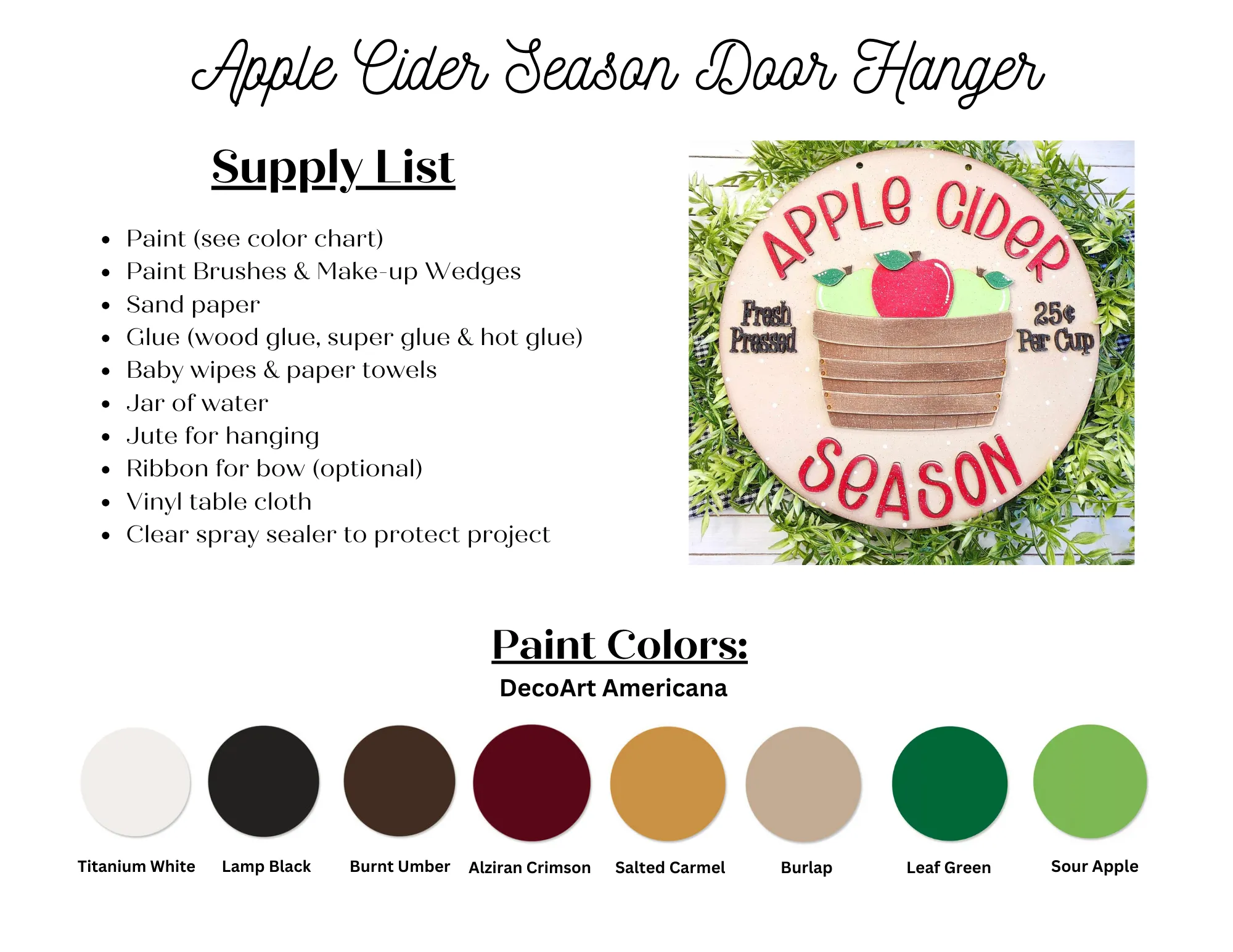 Apple Cider Harvest Collection-  Hanging Sign