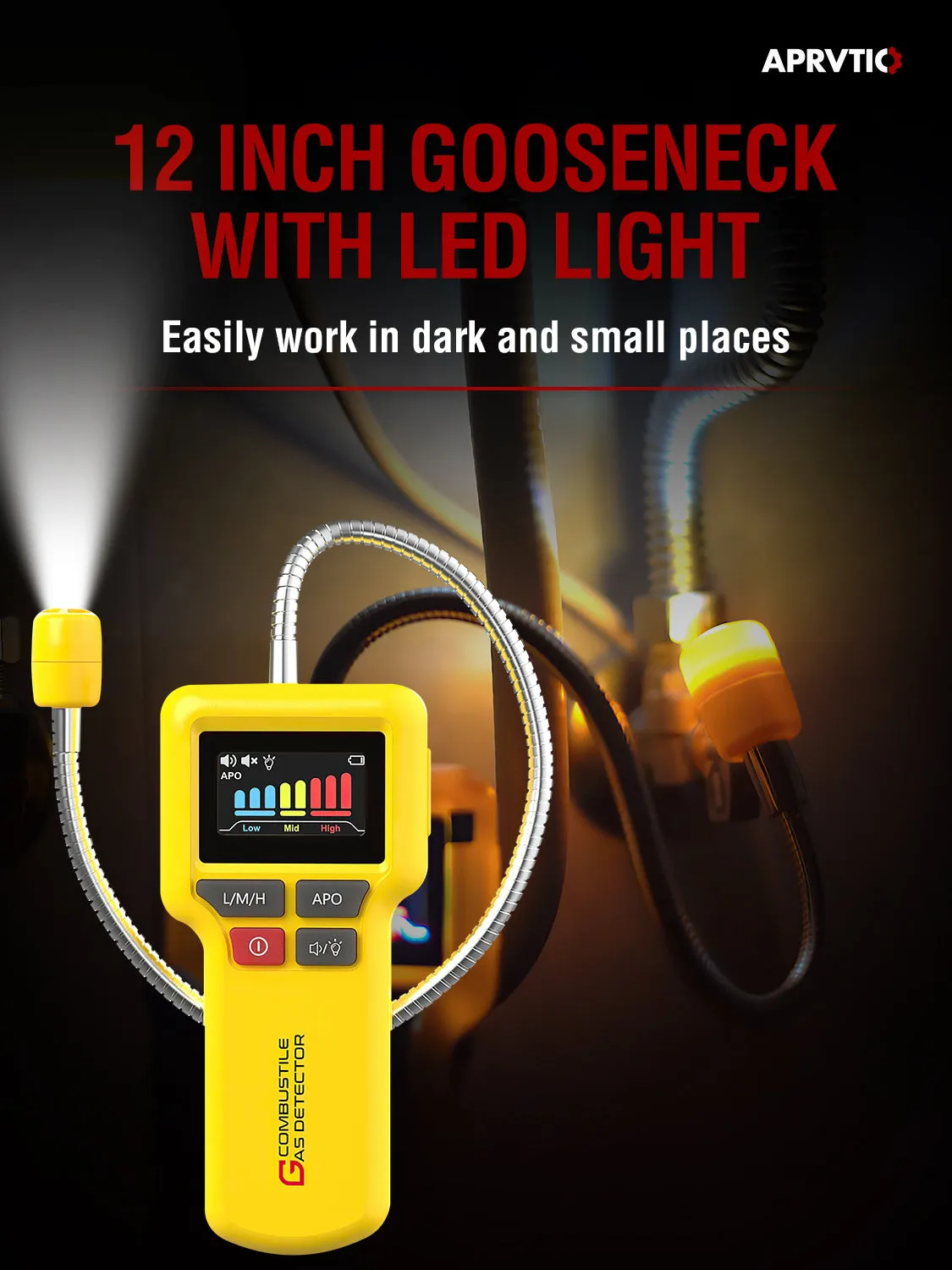 Aprvtio ALD-30 Gas Leak Detector with Audible & Visual Alarm